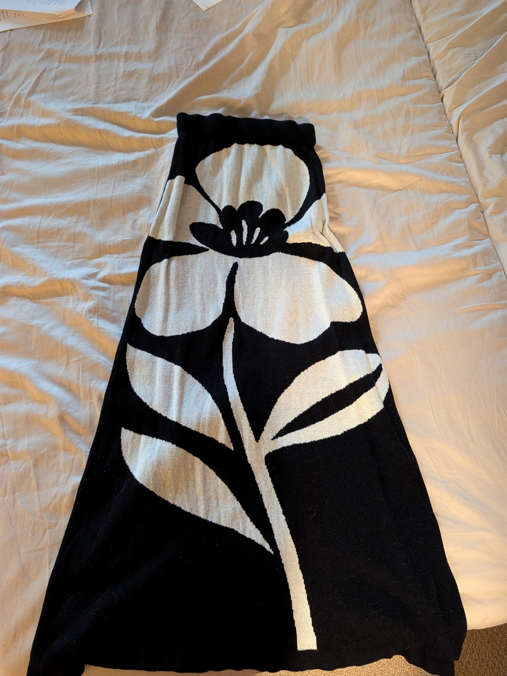Black and White Floral Maxi Skirt